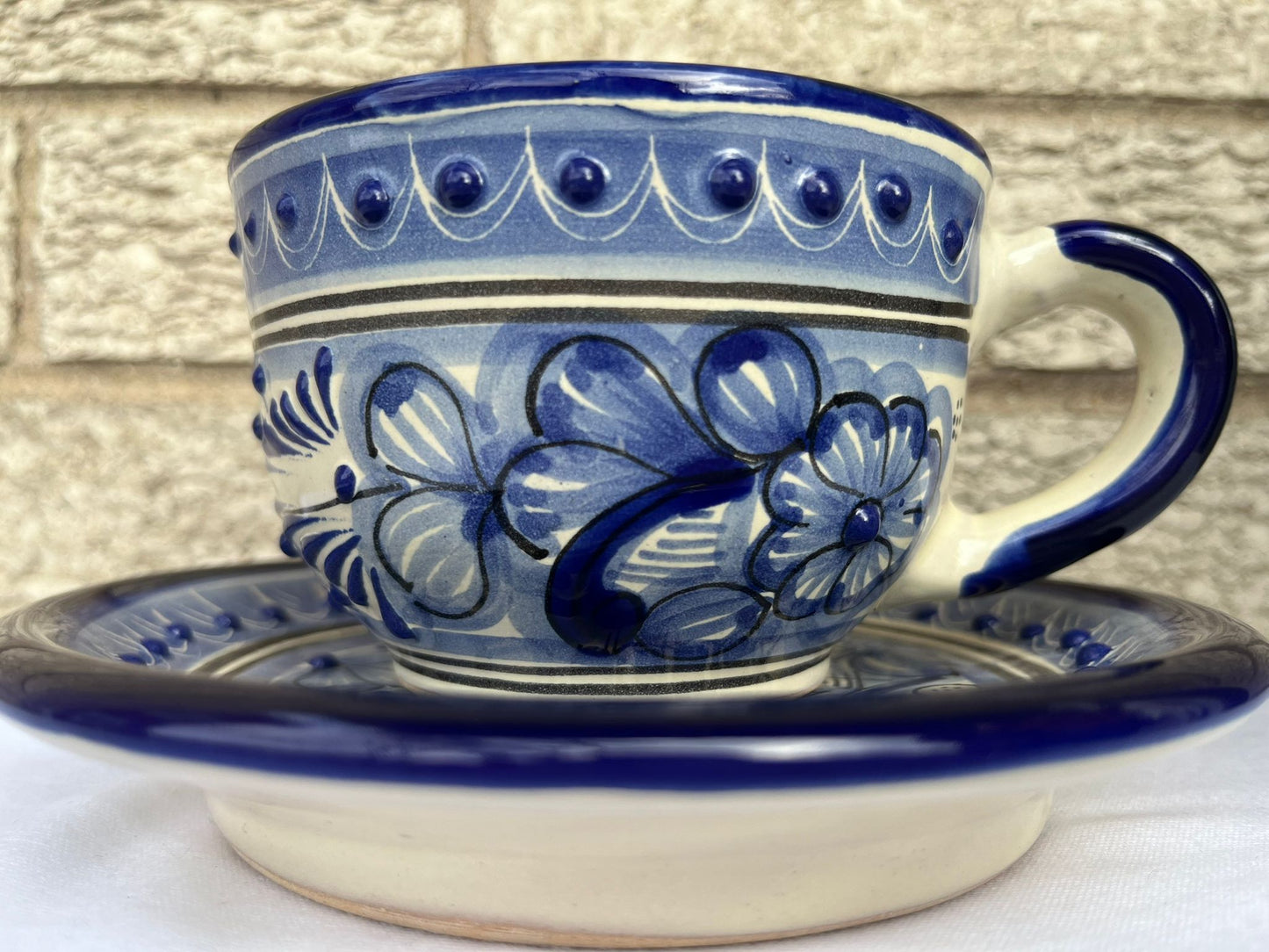 Pa'l Antojo Talavera Blue Mug & Saucer