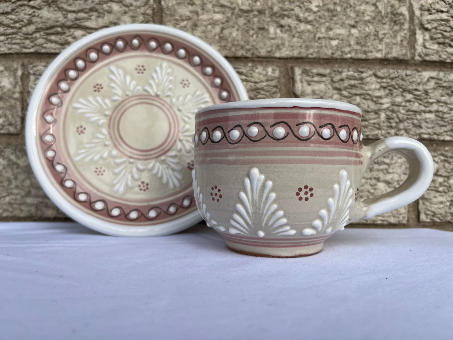 Pa'l Antojo Talavera Pink Mug & Saucer