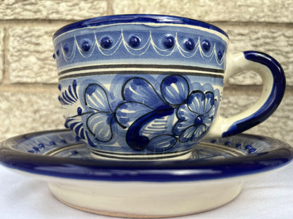 Pa'l Antojo Talavera Blue Mug & Saucer