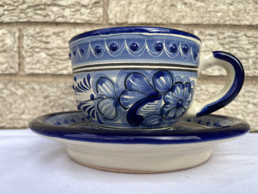 Pa'l Antojo Talavera Blue Mug & Saucer