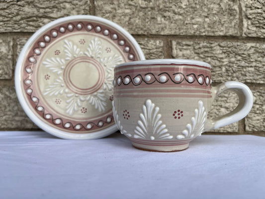 Pa'l Antojo Talavera Pink Mug & Saucer